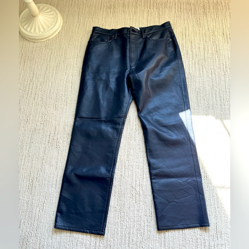 Agolde dark navy bonded leather pants - size 31